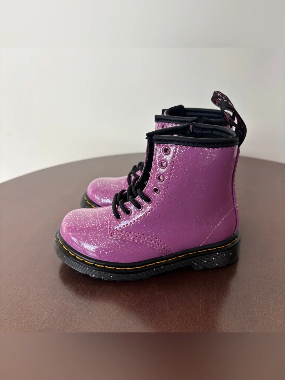 Dr. Martens TODDLER 1460 GLITTER LACE UP BOOTS, Size 8